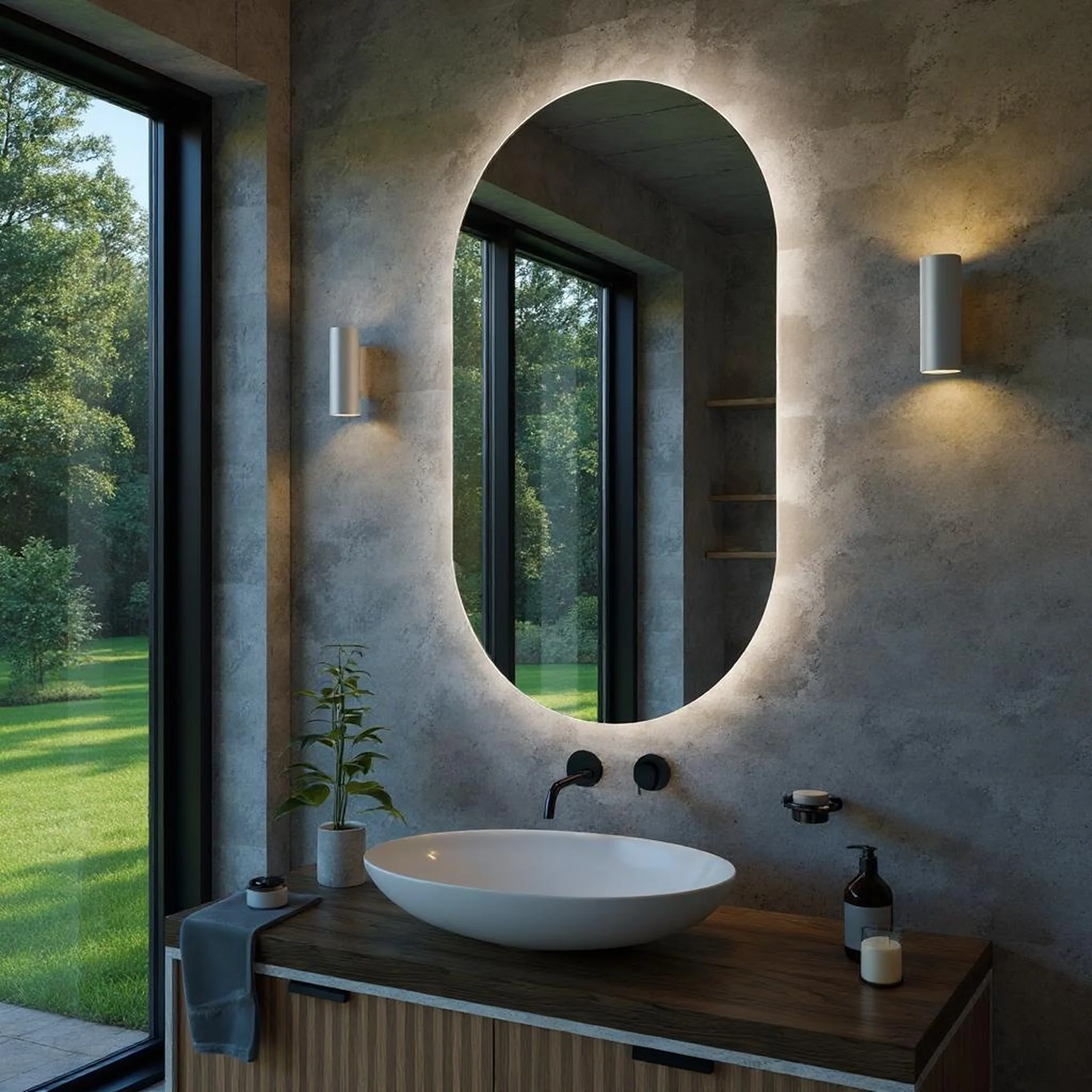 ELİPS MODEL LEDLİ ÇERÇEVESİZ AYNA